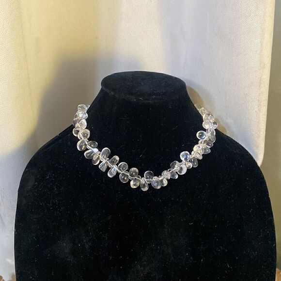 Authentic Quartz Crystal Hand Strung Necklace, Sterling Clasp - Picture 7 of 7